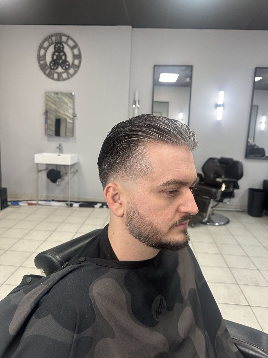 Slick back with a skin fade